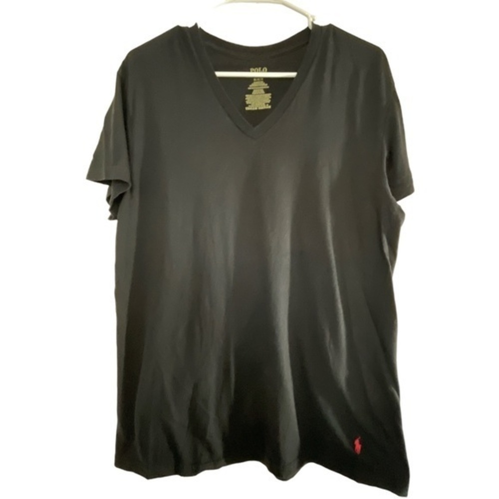 Men's Ralph Lauren Polo Black V-Neck Shirt Size Medium GUC #4683